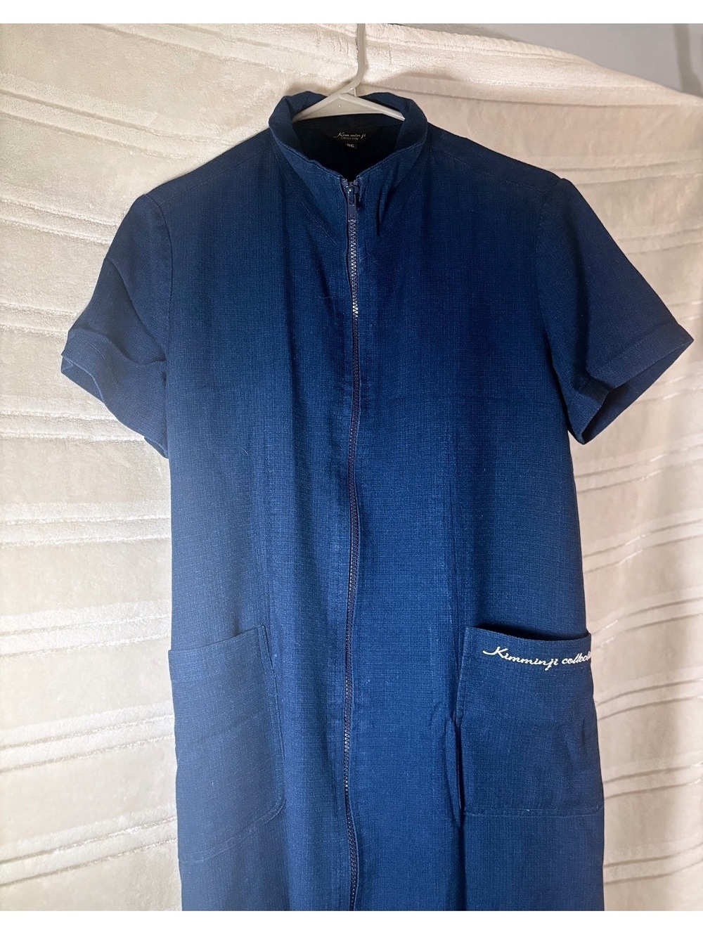 Kimnijt Collection Short Sleeve Long Zip-Up Denim Dress - Korean Size 66 (US M)